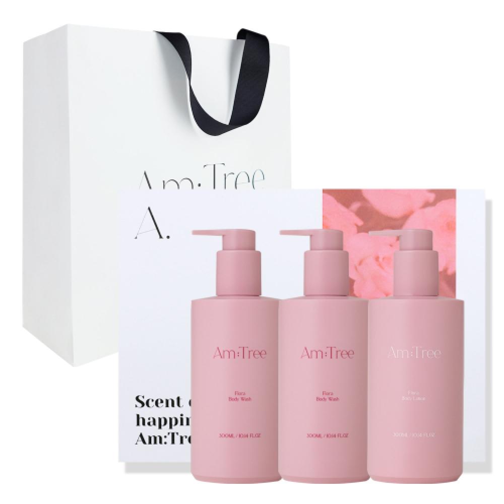 Amtree  Rose Fragrance Free Shopping Bag  Flora Perfume Body Care Gift Set Flower Rose Fragrance  Cleanser 2p+lotion 1p NONE
