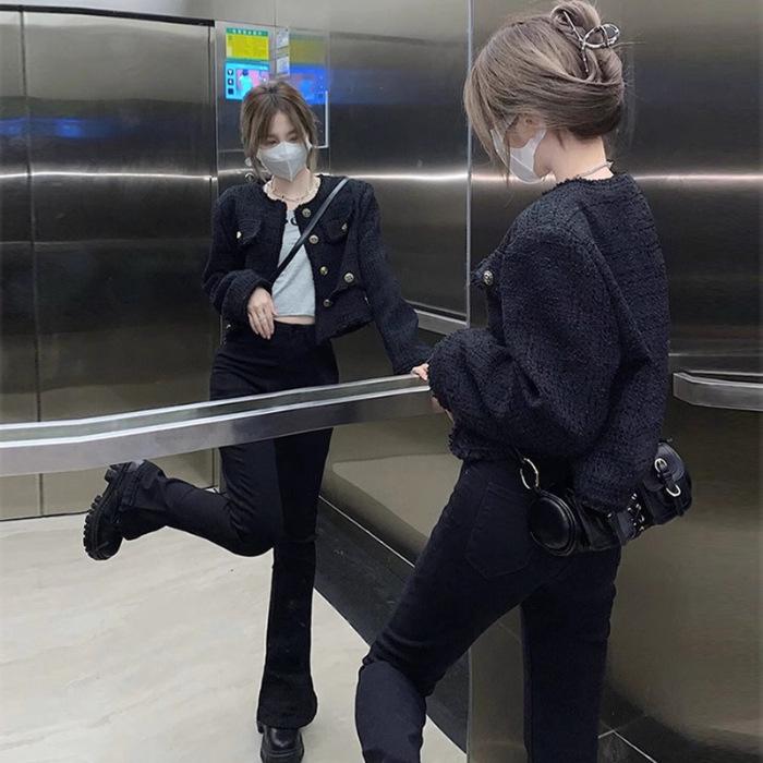 

Black small fragrant coat women s new spring and autumn French sense of socialite small short top XL чорний