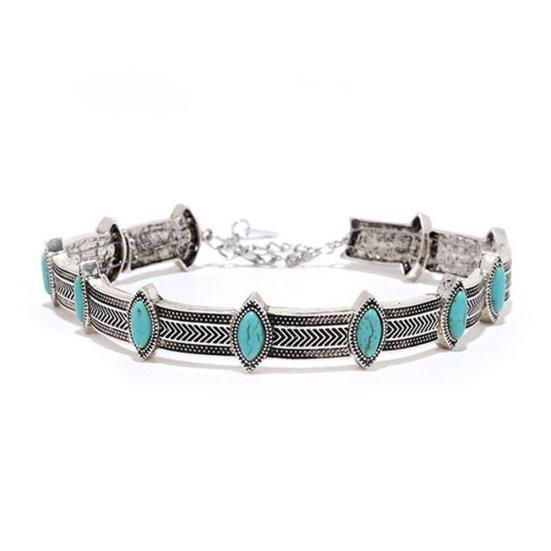 Vintage Style Women Faux Turquoise Collar Choker Bohemian Statement Necklace