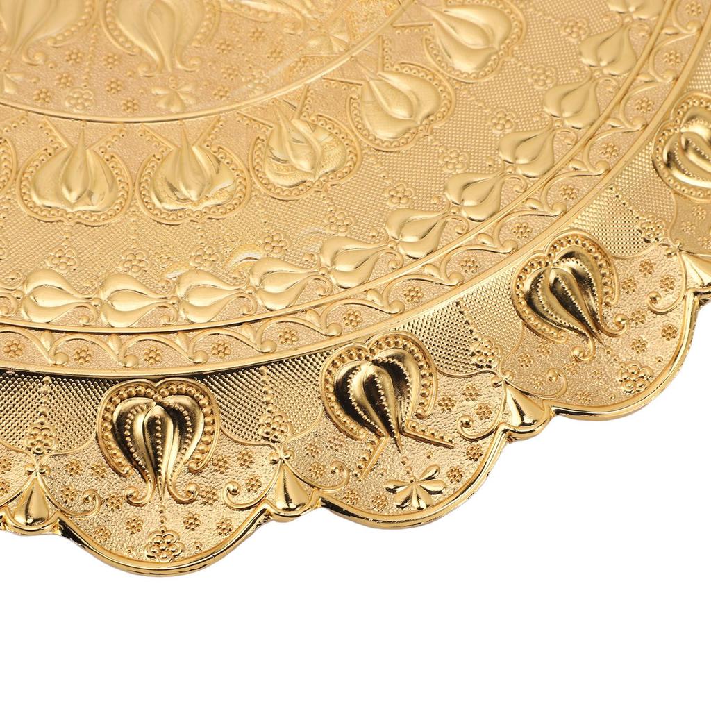 Turkish Tea Coffee Serving Tray Vintage   Embossed Pattern Round Coffee Plate for Bar Outdoor   Dessert