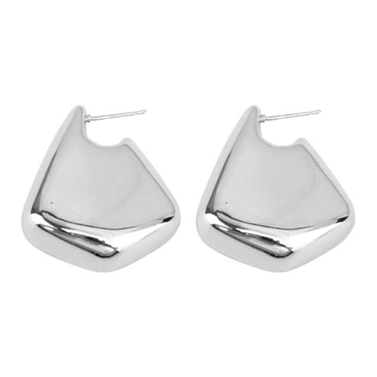 1 Pair Chunky Earrings Polished Geometric for Women Dangle серебряный