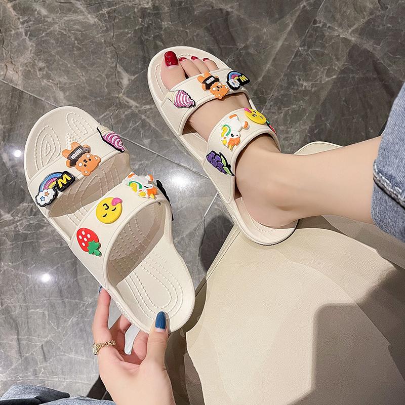 Fashion 2025 Comfortable Slippers Striped Cartoon Platform Sandals Ladies Outdoor Shoes Women Summer Casual Slides Beach Sandals