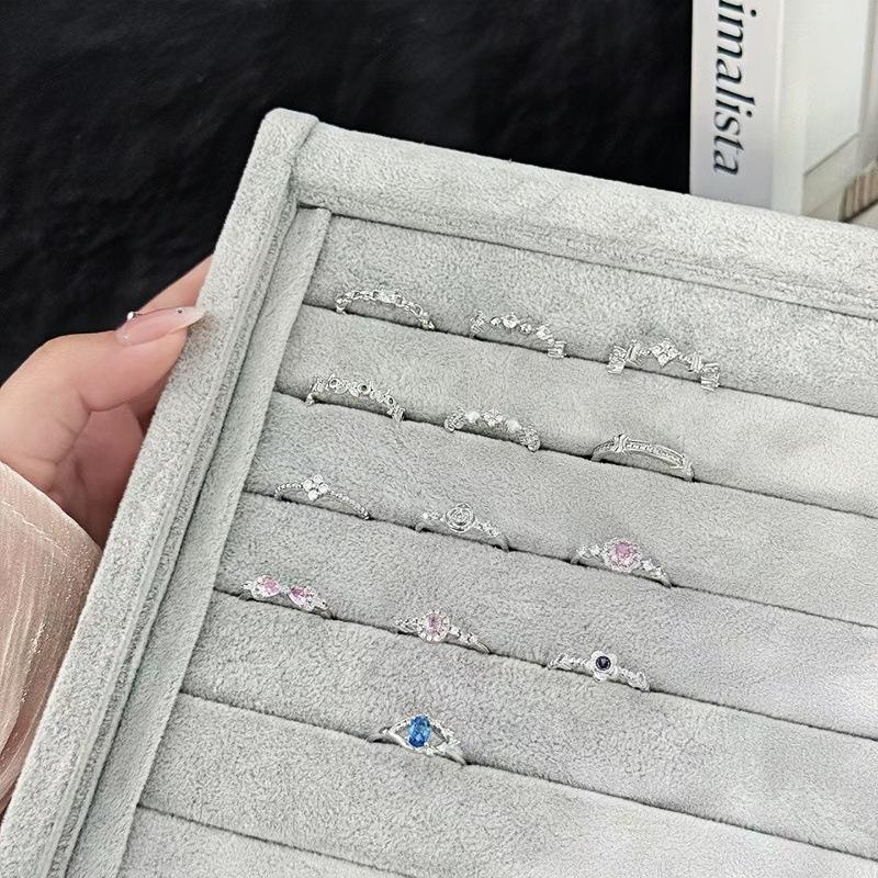 Geometric Light Luxury, High-End Sense, Thin Ring, Personalized Opening Ring, Simple Micro-Inlaid Flash Zircon, Super Fairy Ring, Female.
