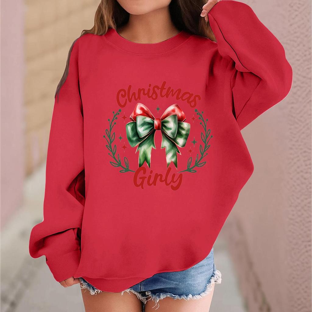 Children's Fashionable Casual Long-sleeved Loose Christmas Print Pullover Sweatshirt