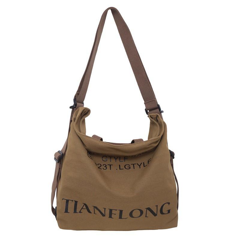 

Japanese Portable Canvas Bag 2024 New Style Ins Leisure Campus Large Capacity Single Shoulder Tote Backpack світло-коричневого кольору