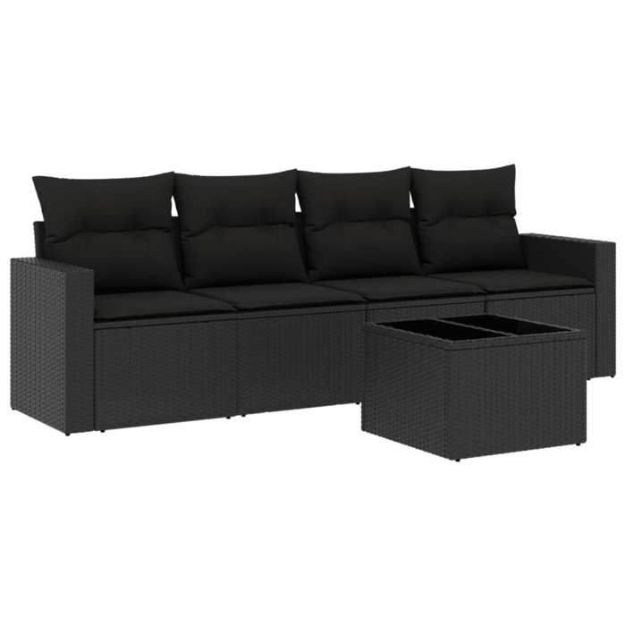 VidaXL Garden Lounge Set 5 Pcs with Cushions Black Braided Resin 3251022