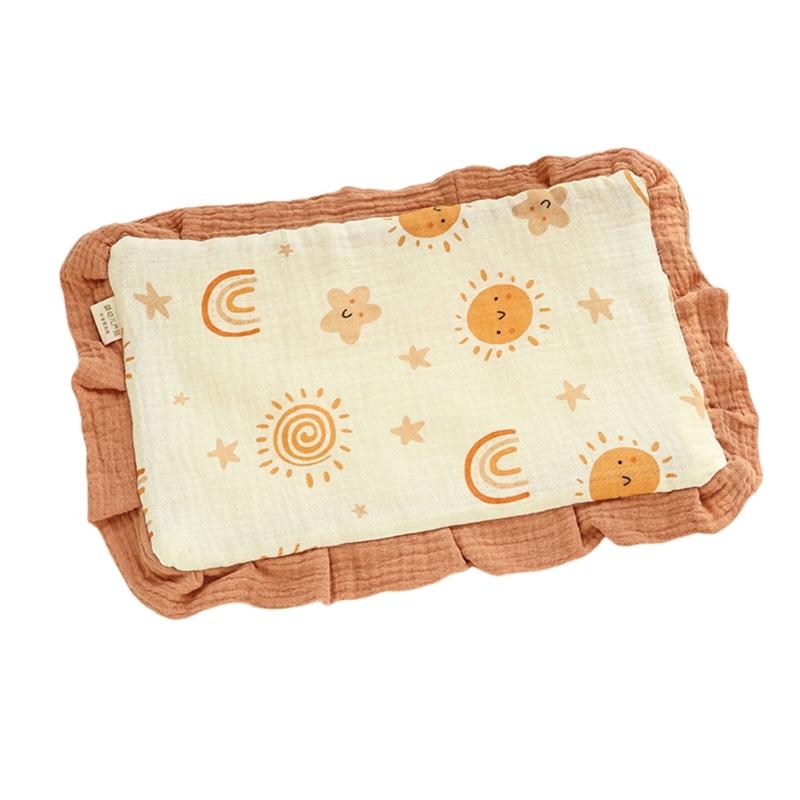 Baumwolle Flaches Kissen Rüschenkante Kissen Atmungsaktive Babybettwäsche Füllung mit Lieblich Musterdesign für Säuglinge Neugeborene