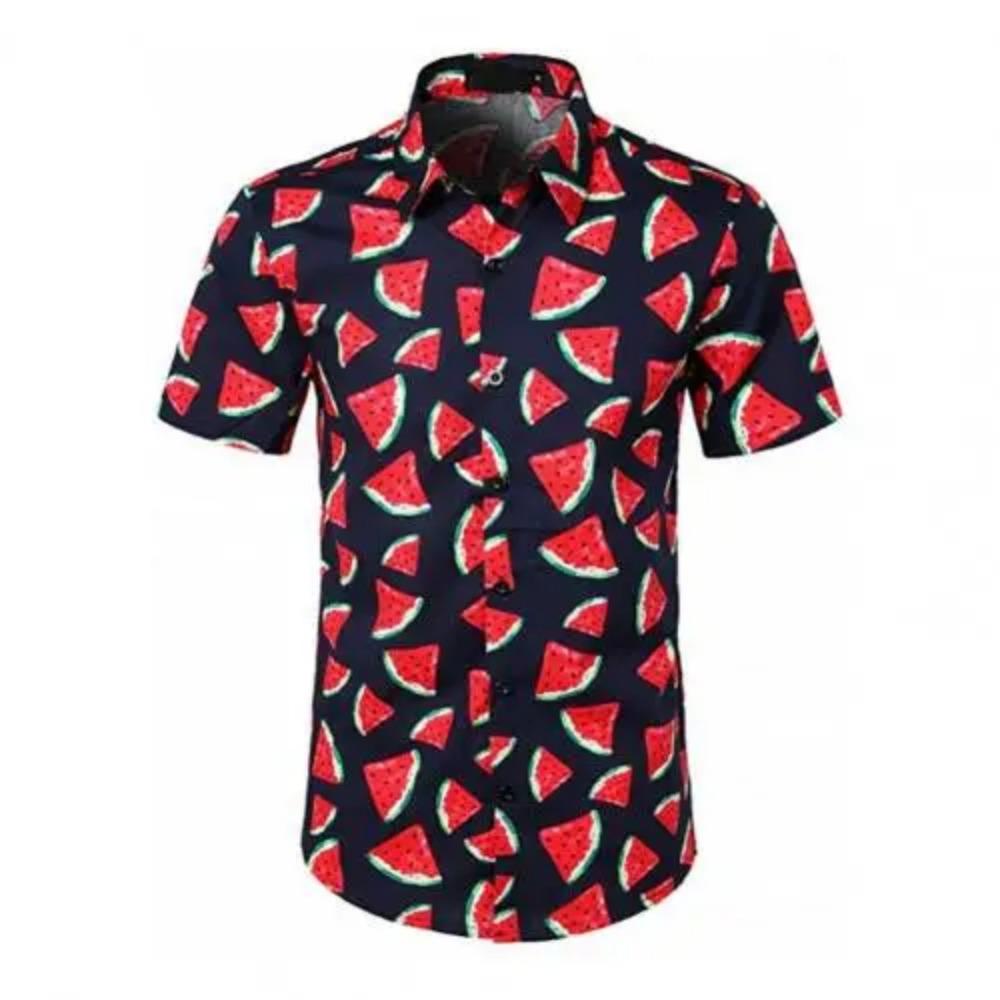 Men's Summer Short Sleeved 3D Printed Shirt, Men's Casual Street Hip-hop Short Sleeved Shirt