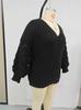 Plus Size V-Neck Knit Sweater with Pineapple and Lace Butterfly Sleeves