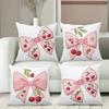 Coquette Cherry Bow Throw Pillow Covers Polyester Sofa Decorative Cushion Cov Headboard Pillow (Without Pillow Core