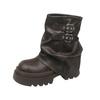 Gantai's house, this year's popular short boots for women's autumn leather black super-fire trousers, thick-soled foreign-style small short boots.