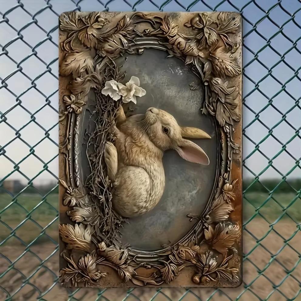 Bohemian Vintage Easter Bunny Iron Wall Sculpture Versatile Decor for Home Cafe Bar Ideal for Halloween Christmas Gifts