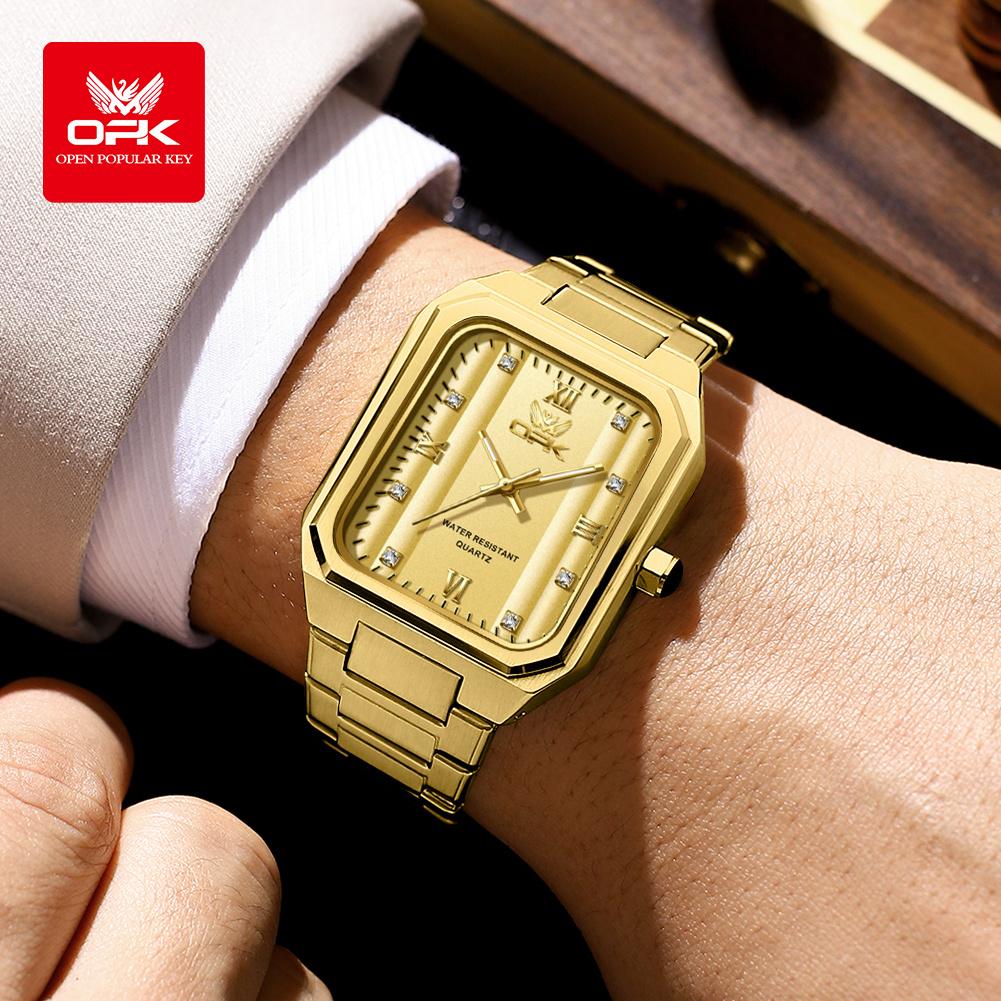 OPK 6043 Mens Watch Original Simple Fashion Quartz Wristwatch Waterproof Luminous Watches For Men Zircon Scale With Box Reloj