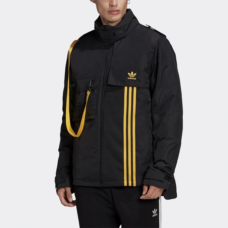 Adidas Originals Trefoil Utility Down Jacket With Windproof Stand Collar Men Outerwear Black GJ6738