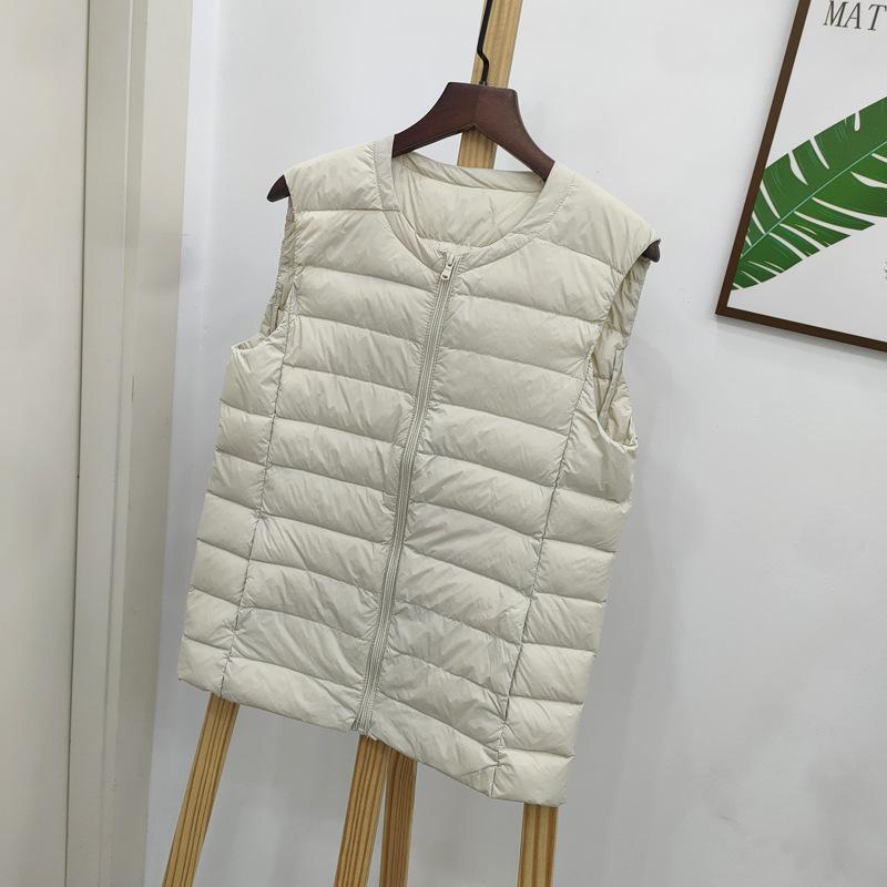 

Женский пуховый жилет большого размера - Осенне-зимний модный тренд без рукавов S бежевый