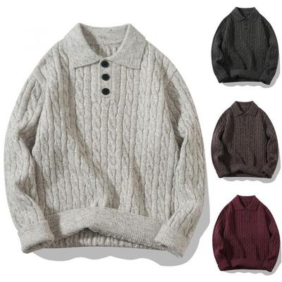 Mr. NR Men's Light Luxury Casual Polo Shirt - Solid Color, Fine Stripe, Brushed Knit Sweater