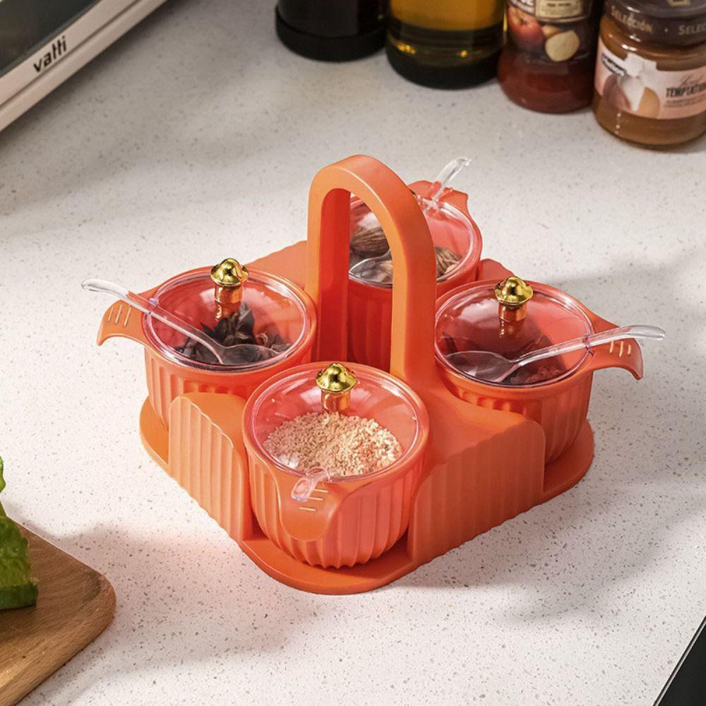 Plastic Multi-grid Seasoning Box Moisture-proof Salt Container Spice Container  Restaurant