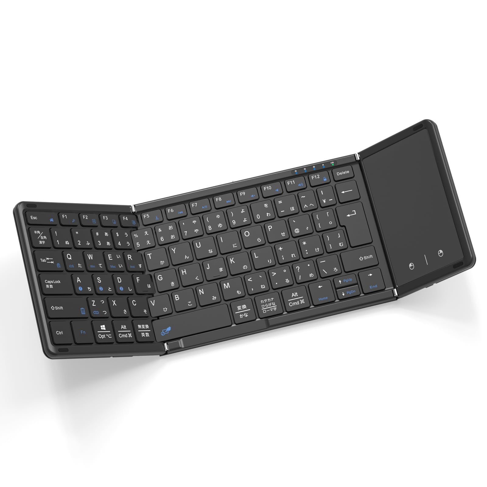 Omikamo Bluetooth Keyboard, Foldable, Wireless, JIS Standard Japanese Layout, iPad Keyboard with Touchpad, Multi-Pairing, Compatible with iOS, Windows