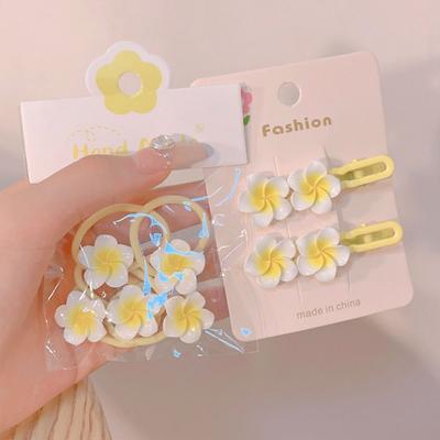 Hair Rope Plumeria Flower Hair Clip Hair Accessories Traditional Egg Flower BB Clip Yellow Mini Hair Claw Flower Barrette