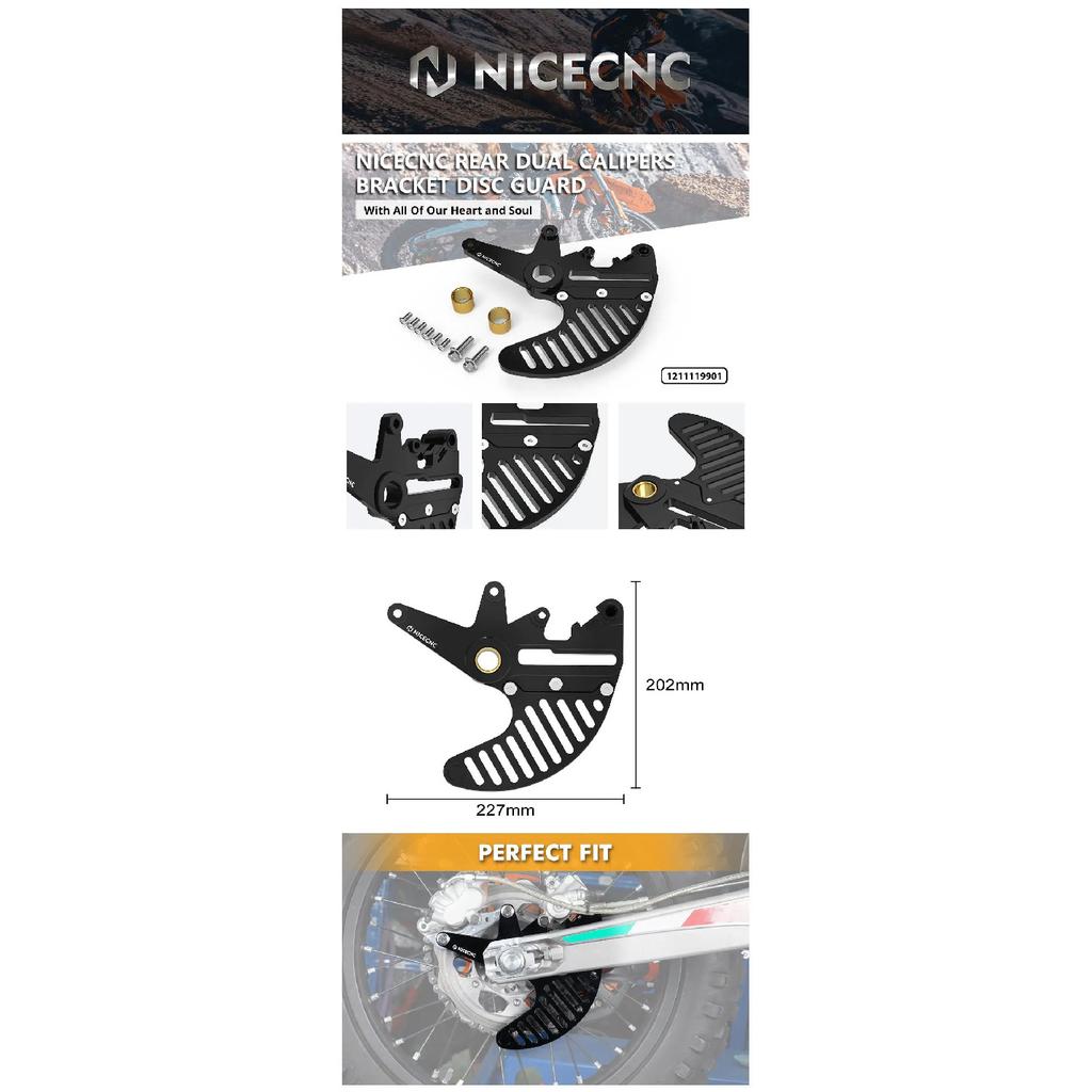NICECNC For KTM EXC 300 EXC-F 350 2004-2024 Rear Dual Calipers Bracket Stunt Brake Disc Guard For Husqvarna TE 300 GasGas EC 300