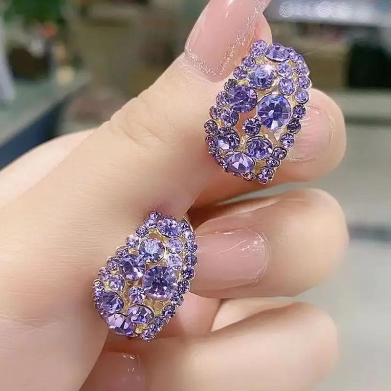 

New Korean Fashion Luxury Crystal Earrings for Women Personality Design Full of Zircon Earrings Charm Wedding Bride Jewelry Gift