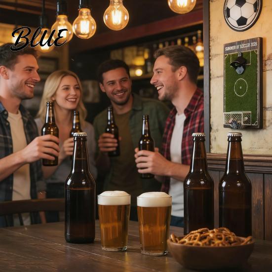 Man Cave Flaschenöffner Fußballfeld Bier Wandmontiert Kapselheber Holzfußball Stabil für Schild Bar Küche Spielzimmer Einzigartiges Geschenk Liebhaber Sport