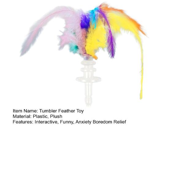 Interactive Tumbler Cat Toy with Feather Plush Balls Tumbler Cat Teaser Toy Self-Play Feather Teasing Wand for Indoor Cats Anxiety Boredom Relief