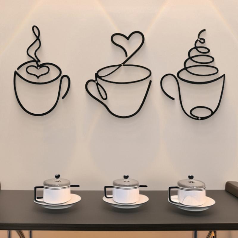 1/3pcs Of Creative Coffee Wall Hangings Coffee Shop Decorations Interior Wall Decorations Wall Hanging Iron Paintings New Year