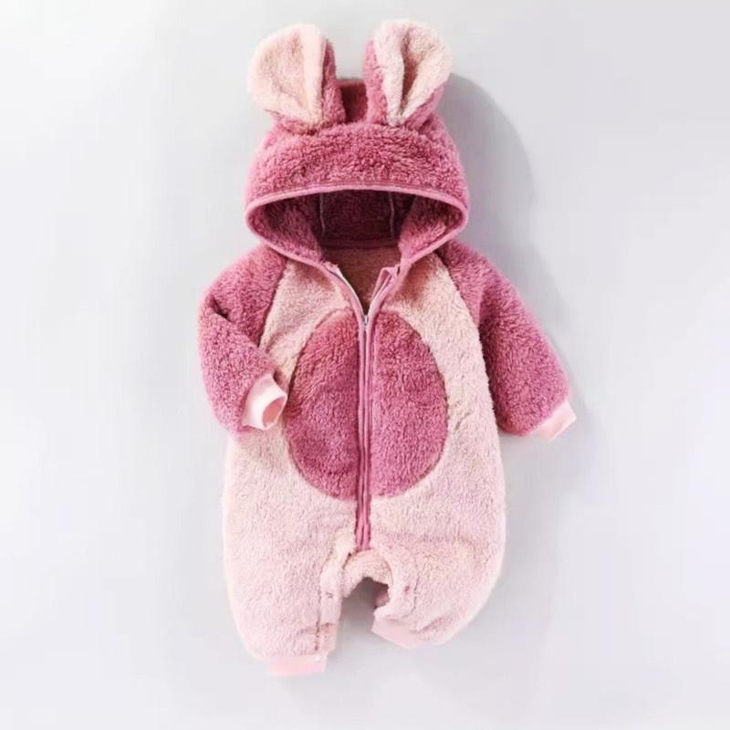 

Флисовый комбинезон, детский комбинезон с длинными рукавами, осенний комбинезон для маленьких мальчиков и девочек, теплая ткань с капюшоном 66 розовый