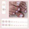 Spring Square Fake Toenails Simple White Gel Toe Nails Tips with Rich Flower for Women and Girls 24Pcs