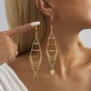 Glamorous 2023 Gold Plated Triangle Crystal Heart Tassel Earrings For Women