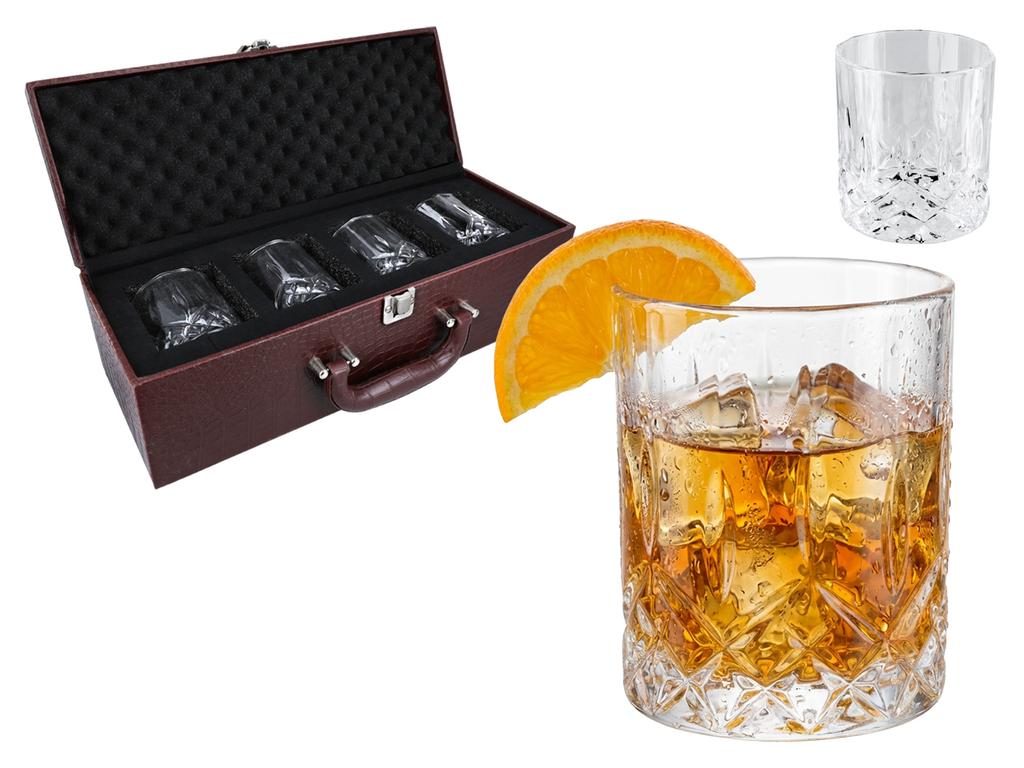 Set of 4 Elegant Crystal Glasses for Whisky Cognac Gift Set