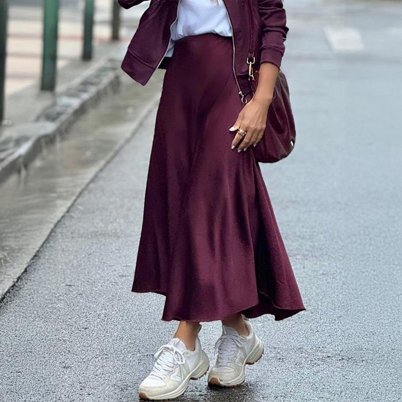 Elegant Solid Color Skirt Simple and Versatile Women's Clothing 2025 Autumn and Winter New Style