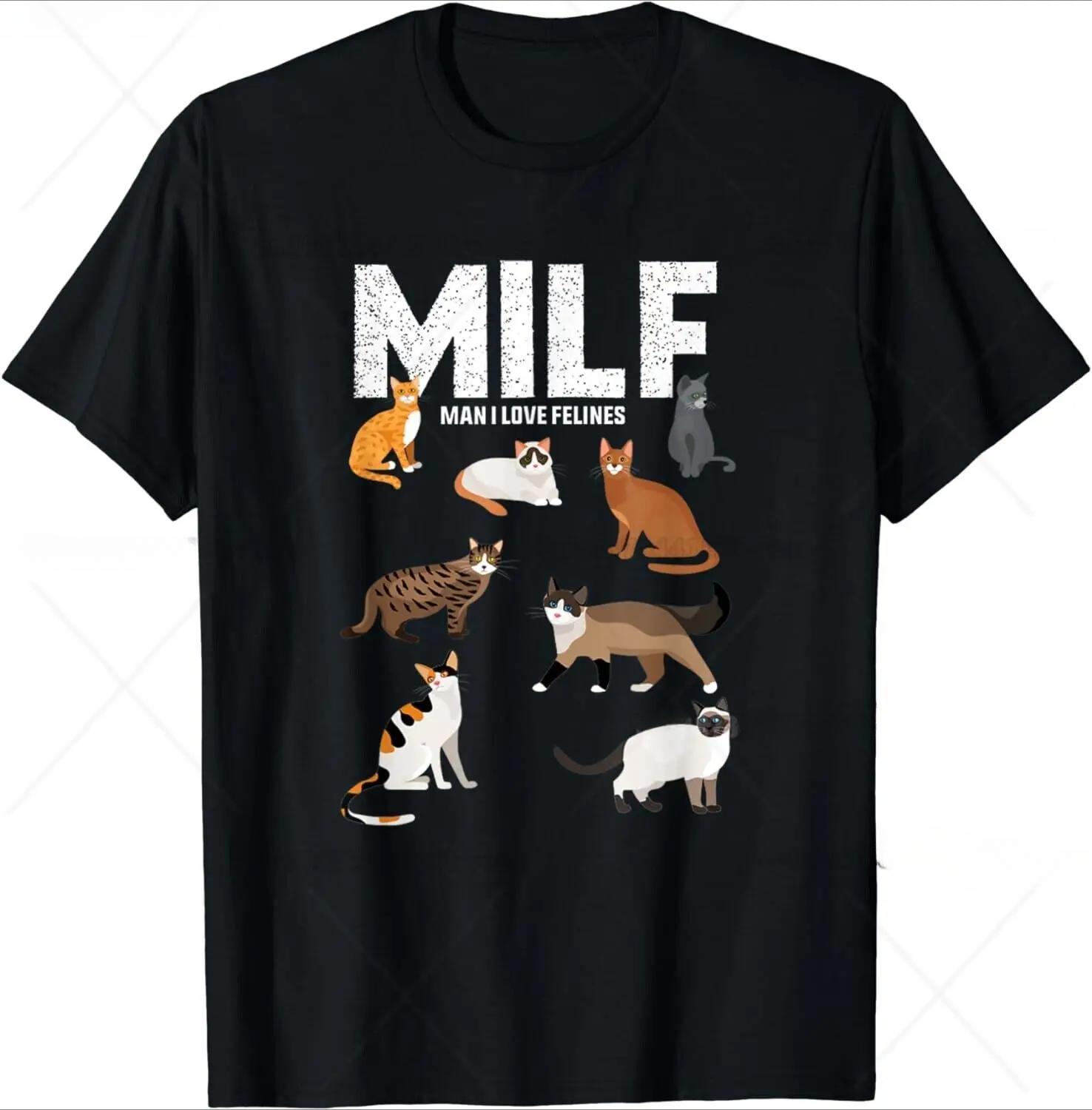 

Funny MILF Man I Love Felines Cat Lovers Quote Gift Unisex T-Shirt Women s Clothing Graphic T Shirts Harajuku Anime Clothes ... S разноцветный