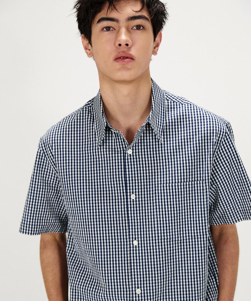 SHIRTER Ice Cotton Gingham Check Shirt (Blue)