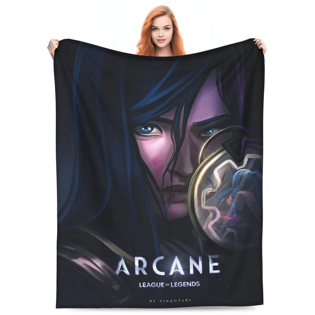 Arcane Caitlyn Game Flannel Blanket Warm Soft Throw Blanket for Outdoor Picnic Print Bedspread Sofa Bed Cover
