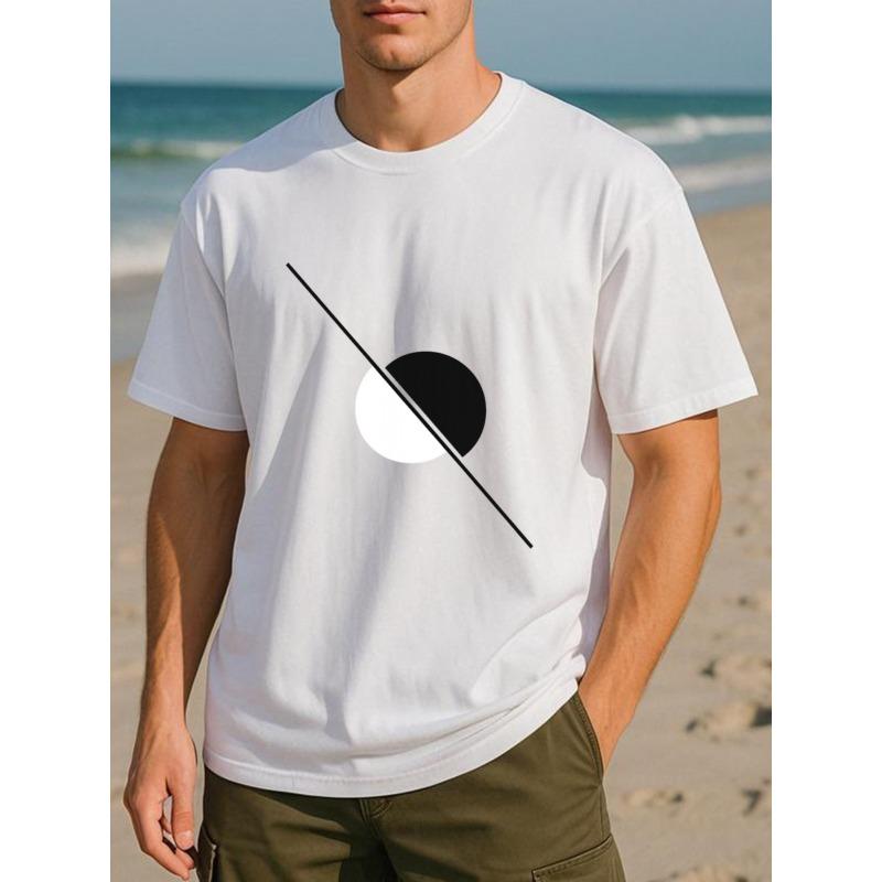 Taglie europee Linea geometrica minimalista Giunzione Stampa semicircolare Top casual sportivo comodo e traspirante