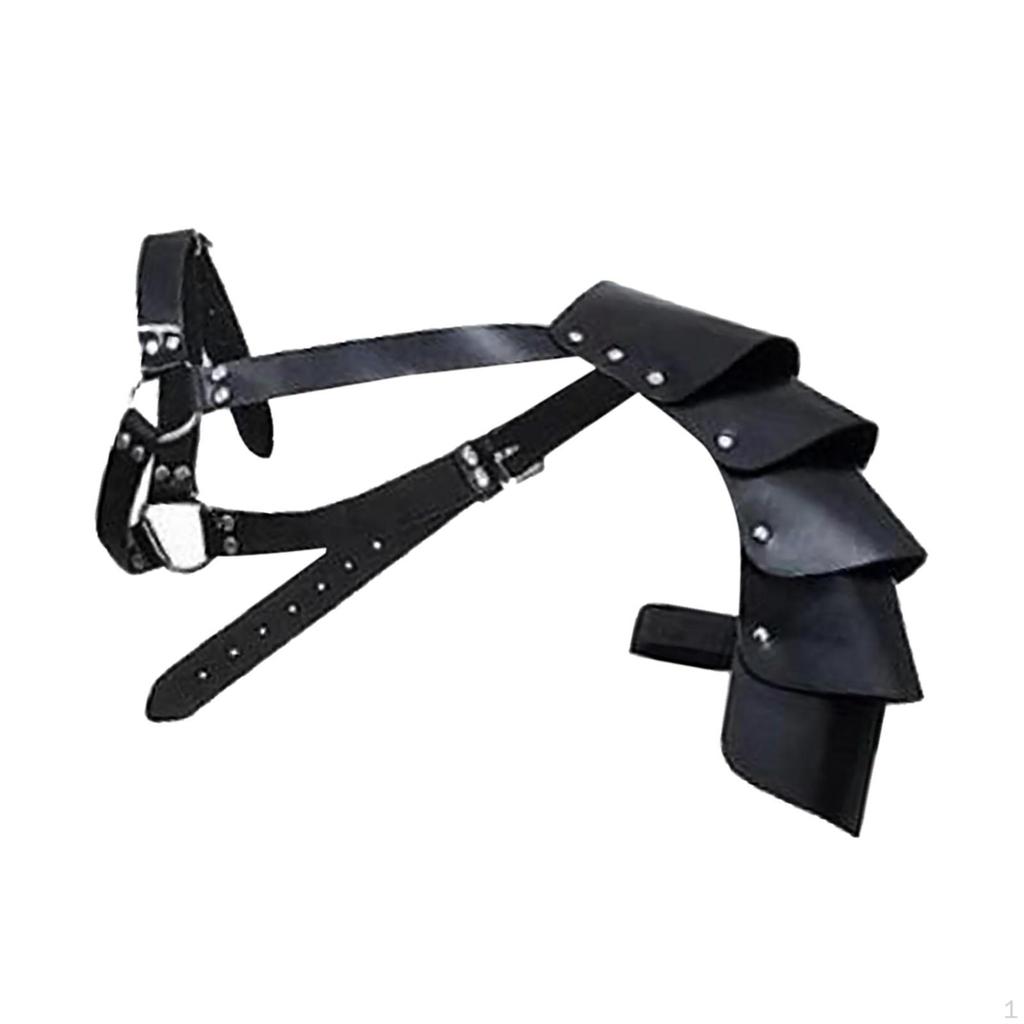 Gothic Steampunk Shoulder Armors Medieval Pauldron Chest Harness PU Outfit Shrug Belt