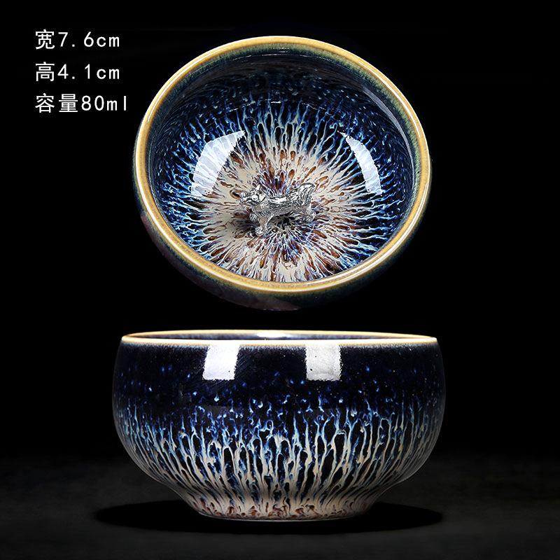 Colorful Tenmokus Tea Cup Fancy Jianzhan Ceramic Teacup Petal Shaped Chinese Style Small Tea Bowl teaware cup