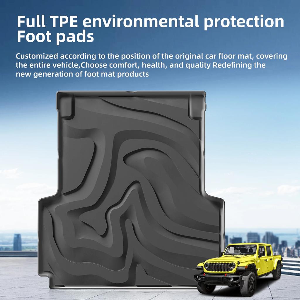 LUCKEASY for Jeep Gladiator JT 2020-2024 Cargo Liner Trunk Mat Protective Mat TPE Waterproof Wear-resistant Floor Mats