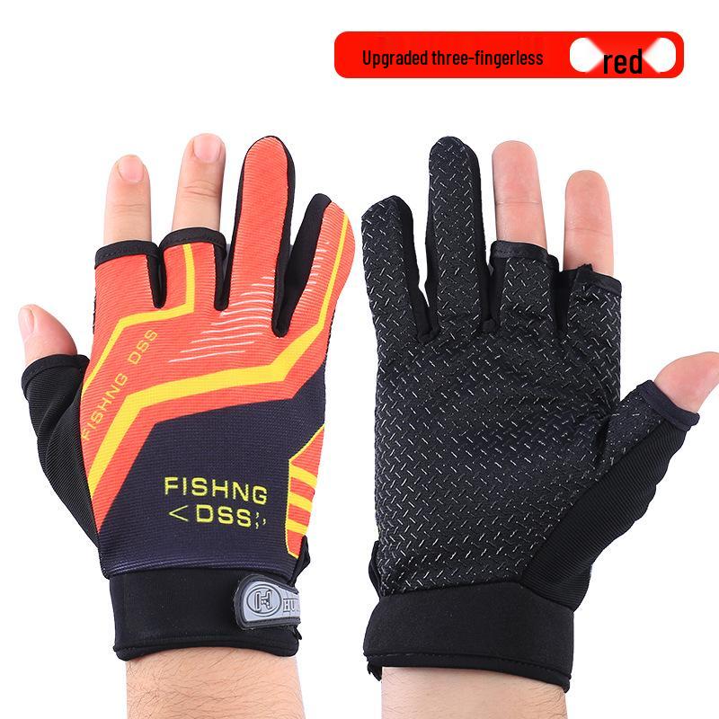 Men's Summer Sun Protection Anti-Slip Fingerless Fishing Gloves: Thin, Anti-Prick, Anti-Stab, Mosquito-Proof, Ice Silk Lure Design.