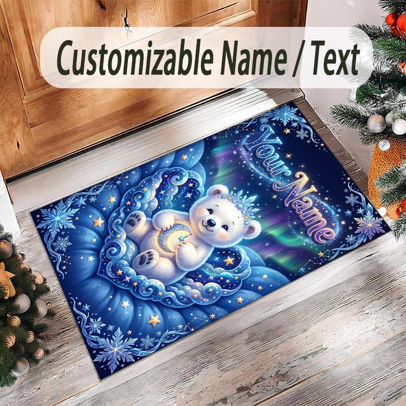 Fantasy Magic Theme Crystal Velvet Rug Personalized Custom Name Text Soft Floor Mat Home Decor