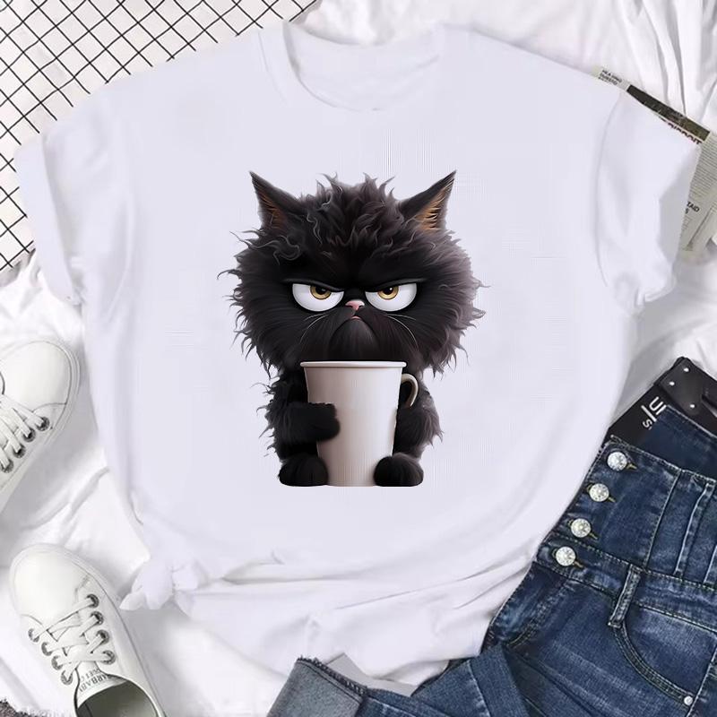 Women Unisex Graphic Tshirt Streetwear Harajuku Graphic Ulzzang Tshirt Funny Cute Cat Vintage Tee Shirt Aesthetic Y2k Tops FeUnisex