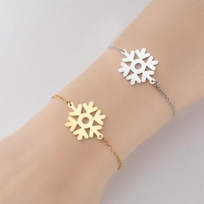 2025 Winter Luxury Snowflake Pattern Stainless Steel Pendant Bracelet for Girls