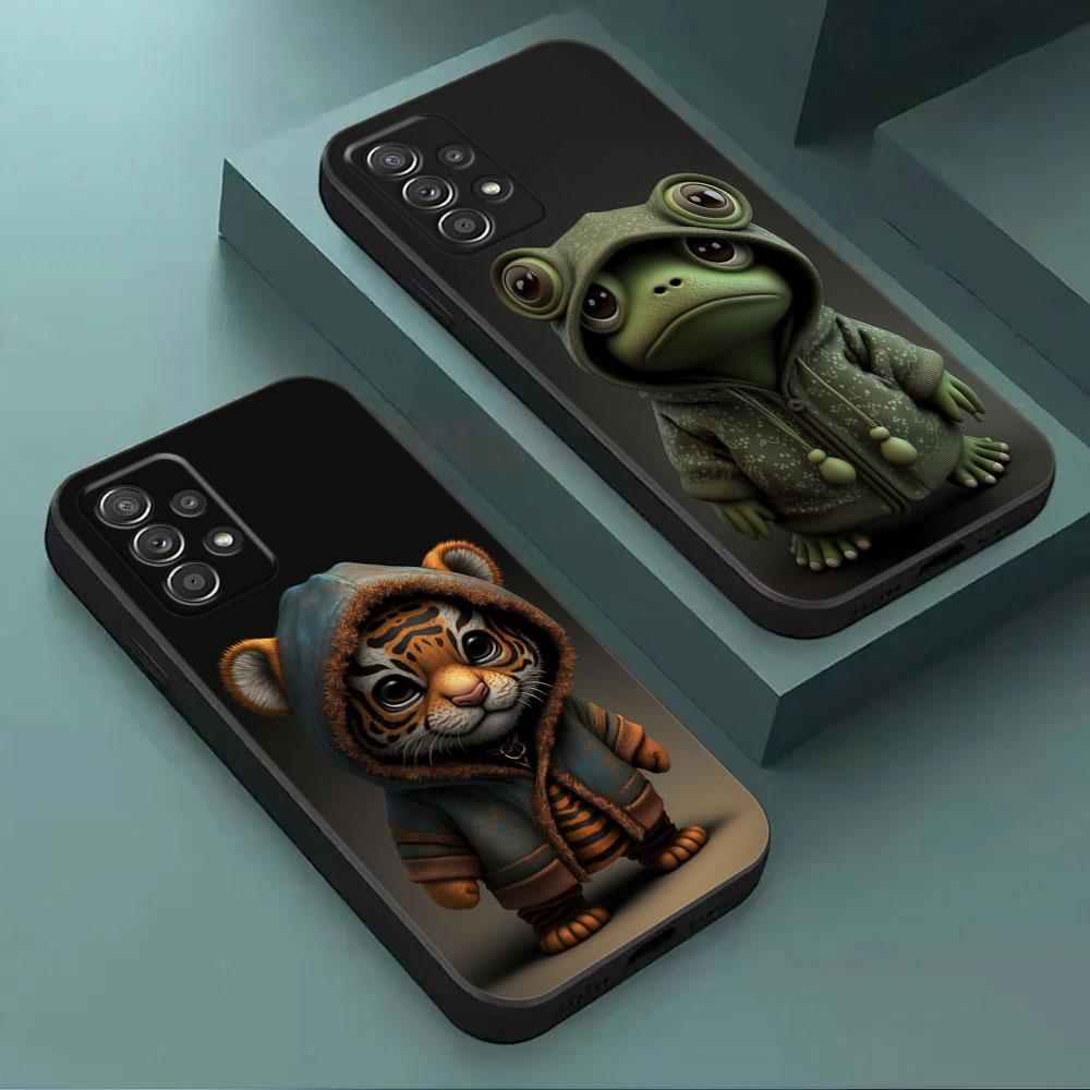 For Samsung Galaxy A56 Tiger Frog Case A54 A52 A53 A36 A34 A35 A33 A32 A50 A72 A73 A26 A25 A16 Monkey Duck Panda Cat Phone Cover