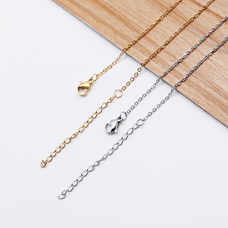 

Cross Border Hot Stainless Steel Necklace Women s Gold Plated Silver O-shaped Flattened Chain With Tail Collarbone DIY