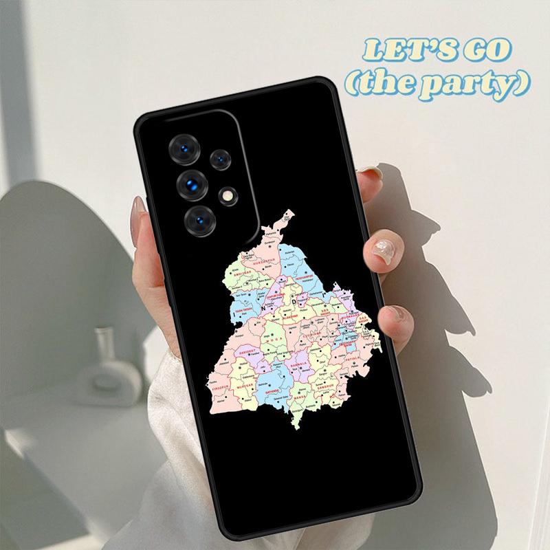 Punjab Map Outline phone case For Samsung Galaxy A42 A31 A40 A51 A71 A32 A80 A91 A52 A72 A73 A20e A21S A50 A70 A11 A12 Cover