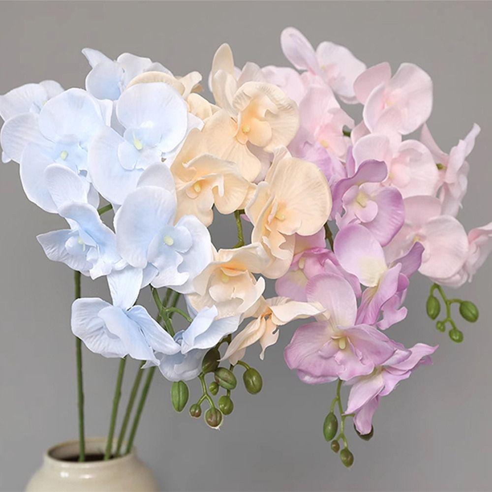 69cm 9-Heads Home Supply 3D Phalaenopsis Artificial Flower Real Touch Plants Simulation Butterfly Orchid