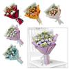 Crochet Flower Bouquet Handmade Knitted Faux Flower Gift Decor Preserved Flower for Festival Decorating Desktop Mother Day