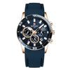 Mens Sport Watch With Silicone Strap Chronograph Date Luminous 30M Waterproof Alloy Case 44mm Quartz